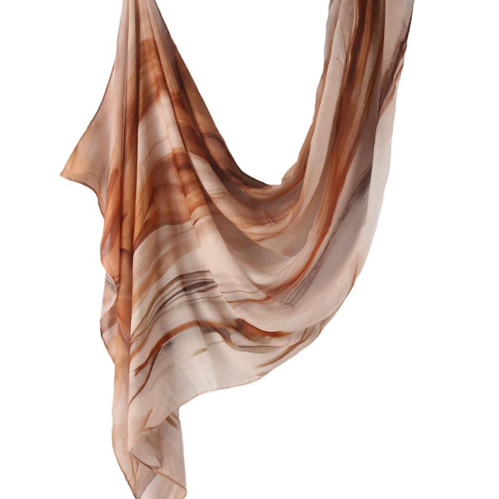 "Ethnic Watercolor Modal Cotton Shawl Satin Print Scarf for Women"