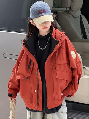 Giacca a vento con cappuccio sportiva casual per ragazze Primavera/Autunno - Nuovo modello 2025 Top con zip