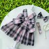 Pet JK Plaid Dress With Harness Loop Small Dogs Cats Teddy Bichon Corgi