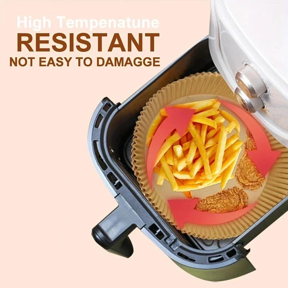 50 Stück/Set Einweg-Papierpergament für Heißluftfritteuse Holzzellstoff Dampfgarer Käsekuchen Heißluftfritteuse Zubehör Backpapier für Heißluftfritteuse