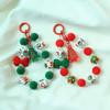 Flocked Bowknot Plush Beads Keychain Christmas Tree Beaded Cell Phone Lanyard  Christmas