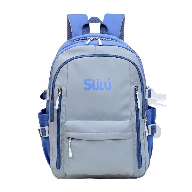 

Classic contrasting color splicing backpack student schoolbag computer bag 2025 new versatile travel bag for girls синій
