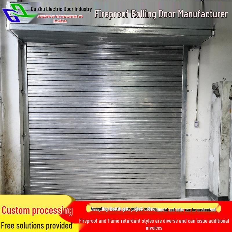 Branddörr i rostfritt stål med rullport