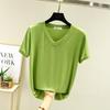 New Summer V-Neck Women's Loose Fit Modal T-Shirt - Solid Color, Short Sleeve Basic Top