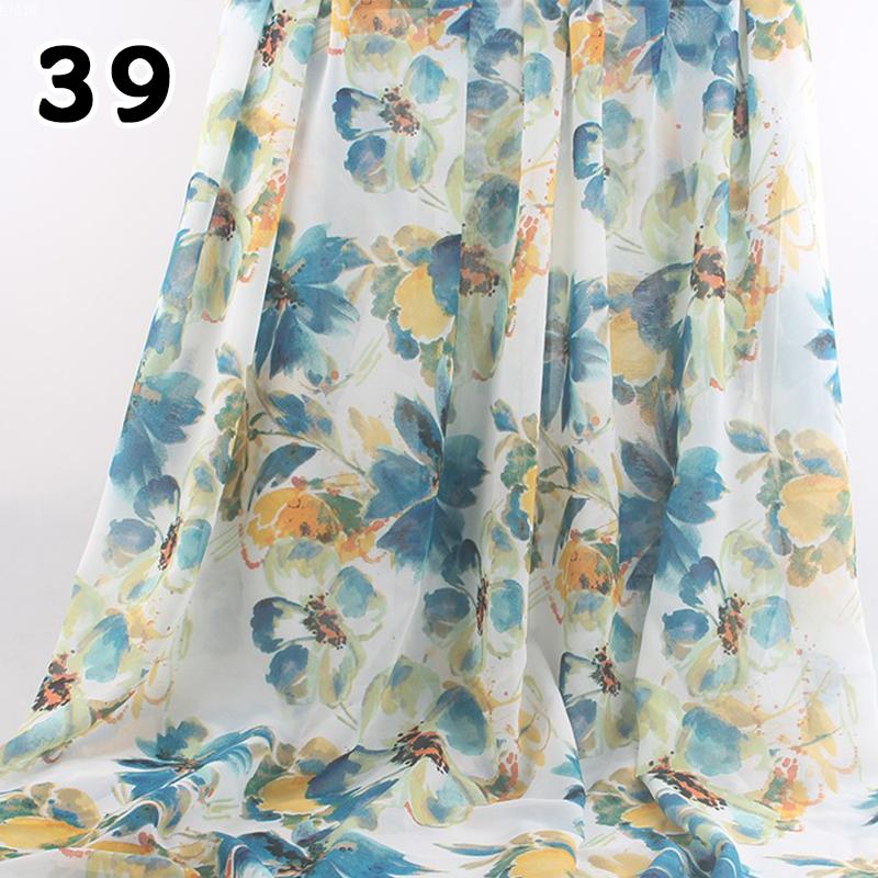 1M 75D Retro Flower Chiffon Fabric Breathable Thin And Light Draped Fairy Designer Fabric For Diy Sewing Summer Dress Shirts