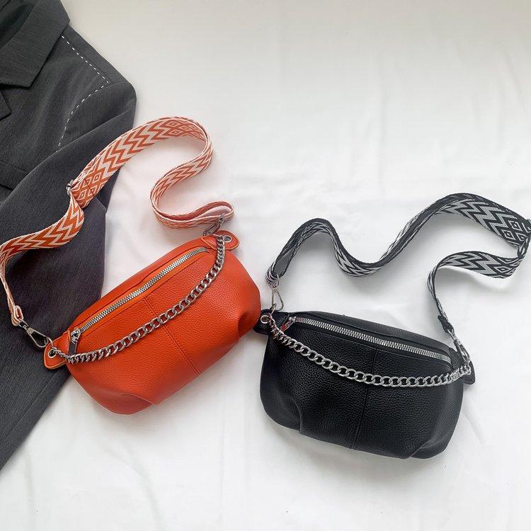 Super Fire Breast Bag Chain Texture Fanny Pack Women'S Literary Shoulder Bag Tide