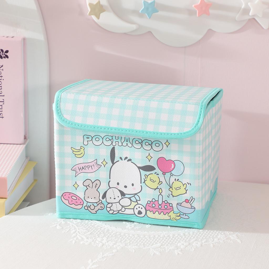 Hello Kitty Kuromi Cinnamoroll Melody Party Theme Foldable Flip Storage Box For Dorm Room And Desk Storage