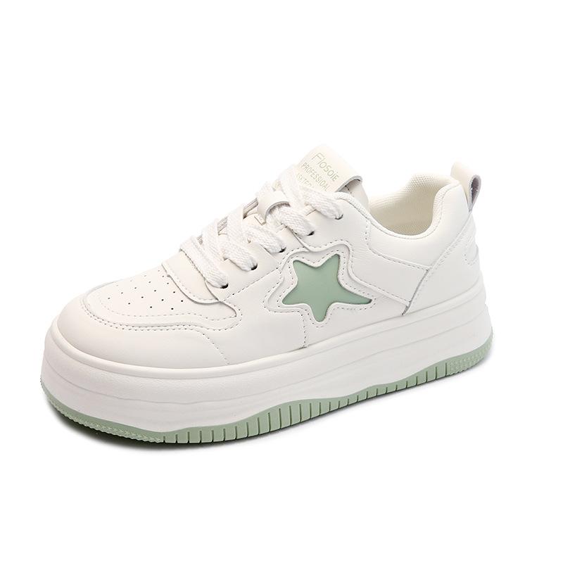 Retro Star Sneakers mit dicker Sohle für Damen, neue lässige Sportschuhe, atmungsaktive weiße Schuhe