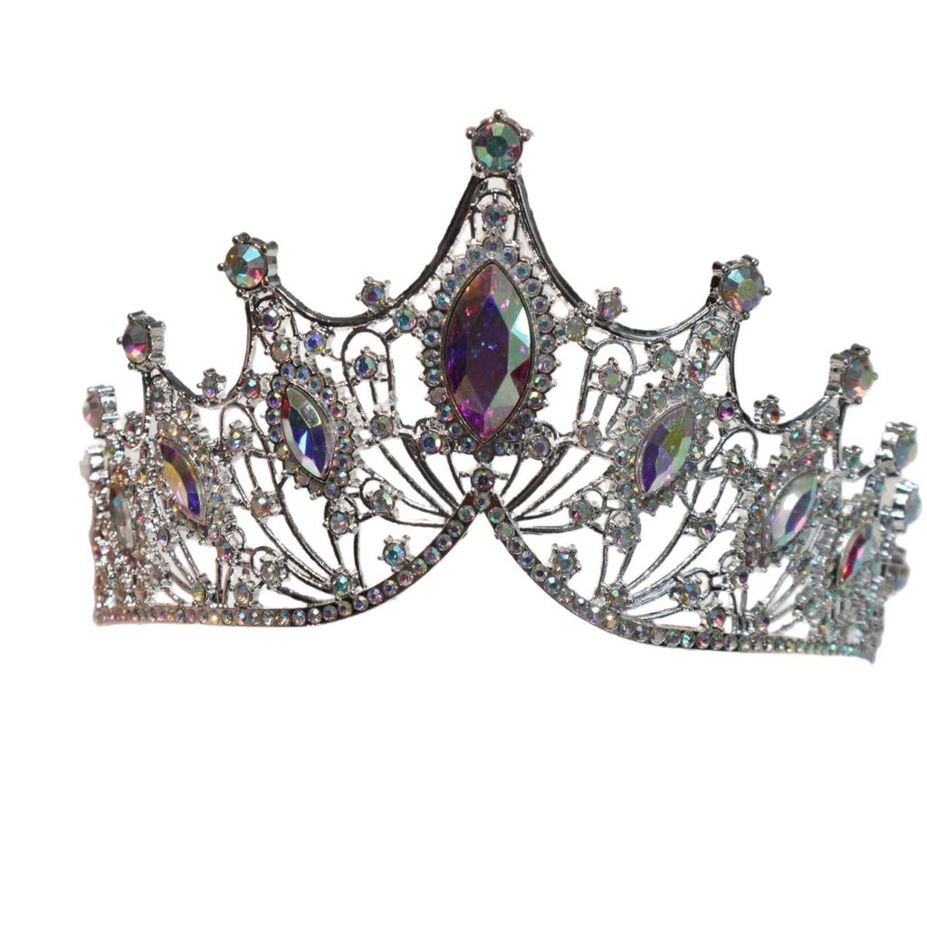 European and American Retro Baroque Crown Large Horse Eye Water Diamond Crown Headband  Wedding Updo  Alloy Accessories