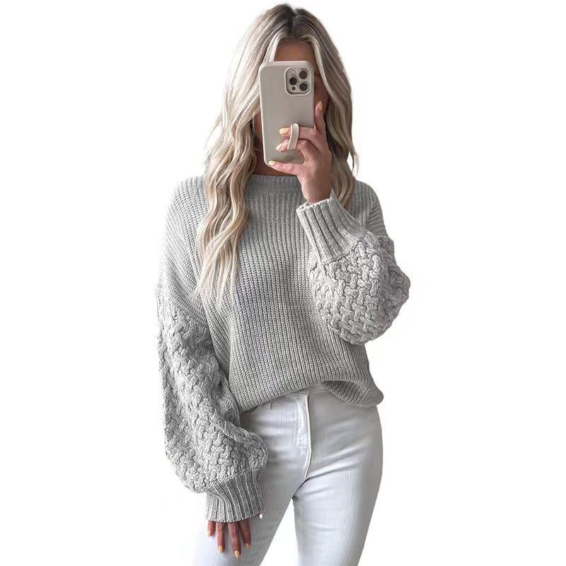 

Модный однотонный пуловер крупной вязки, повседневный свободный топ, повседневный свитер свободного кроя Gray S