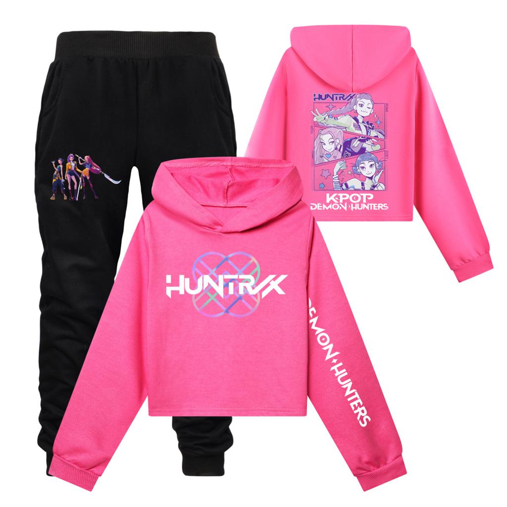 Children's Hooded Top And Pants Two-piece Tracksuit Set Long-sleeved Printed Sweatshirt Set