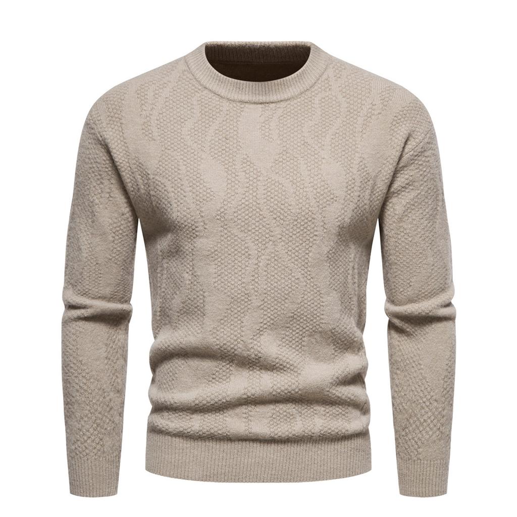 Men's  And Winter Casual  Knitted Solid Color Decorative Pattern Sweater