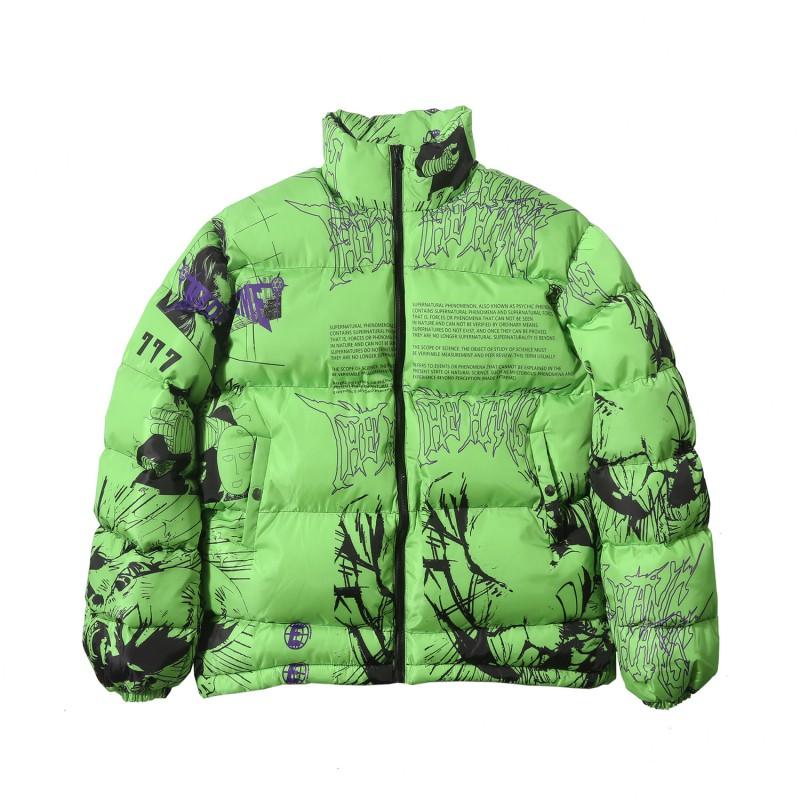 Unisex Oversized Winter Cotton Puffer Jacket With Full Print Streetwear Style Teens Adults