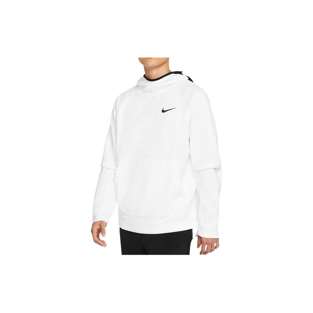 Nike Solid Logo Print Hoodie Long Sleeve Sweatshirt Men Tops White AT3237-100
