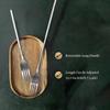 Extendable Fork, 8.7 to 25.4 Inch Long Handle Fork, Extra Long Fork, Telescopic BBQ Fork, Stainless Steel Dinner Fork, Fruit Dessert Fork Long Handle