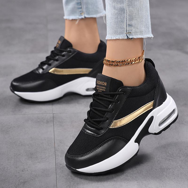 Air-cushion Platform Shoes Women's Elastic Casual Walking Shoes Invisible Height-increasing Traveling Shoes