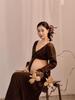 2026 Spring European & American Style Dark Brown Square Neck Waist-Cinching Elegant Long Skirt Set