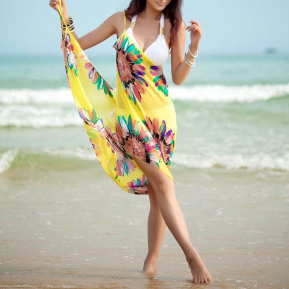 Summer Beach Suspenders Swimsuit Bikini Cover Up Swimsuit Dress Backless Skirt