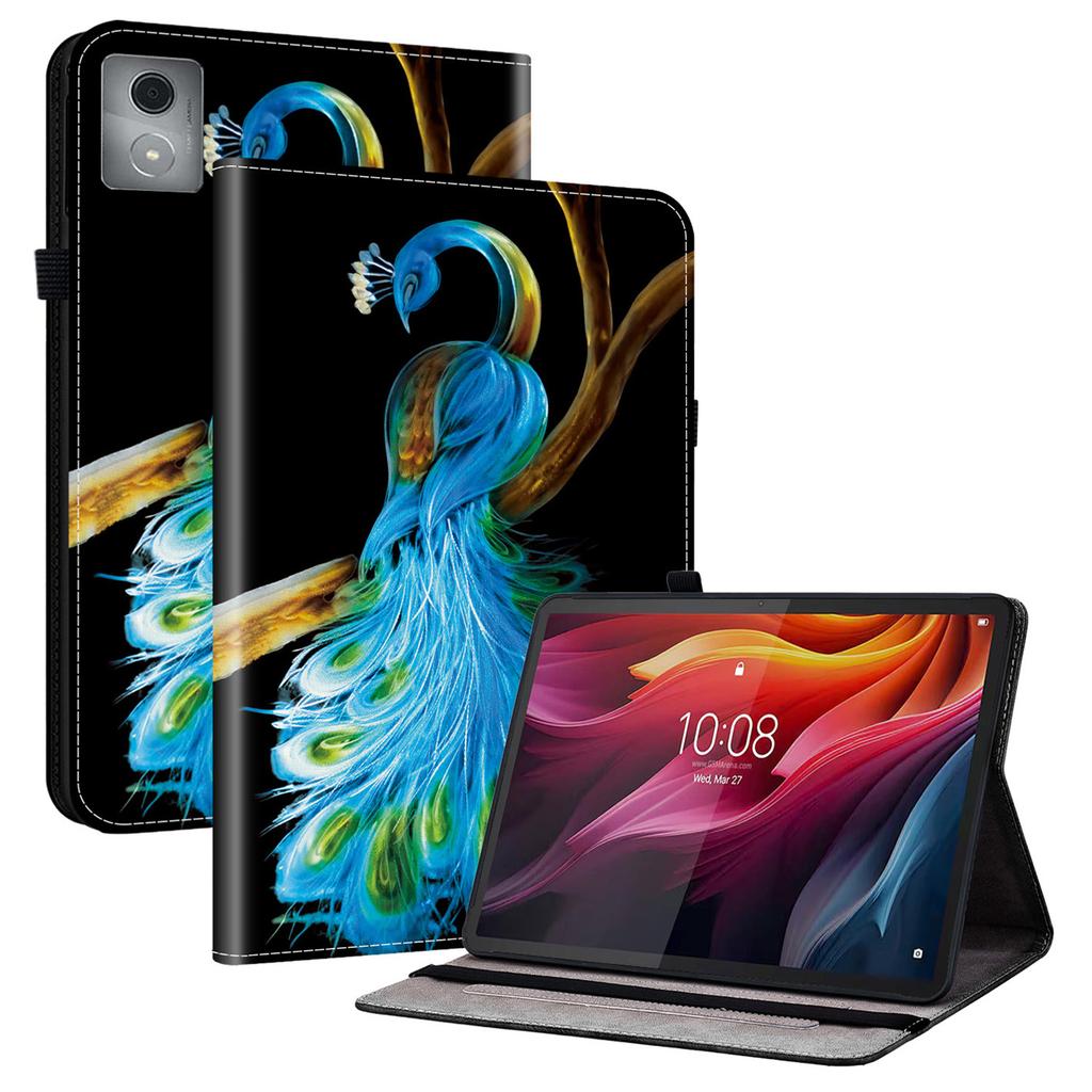 Para Lenovo Tab K11 Plus/M11 Plus Capa de Couro Estampa Suporte Capa para Tablet com Porta-Cartões