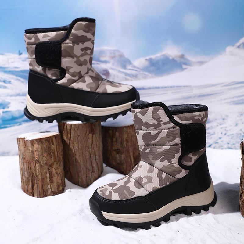 Winter Children's Fashionable Velvet Warm Casual High Top Cotton Shoes Ice Claw Snow Boots Mountain Climbing Cotton Boots 31-40