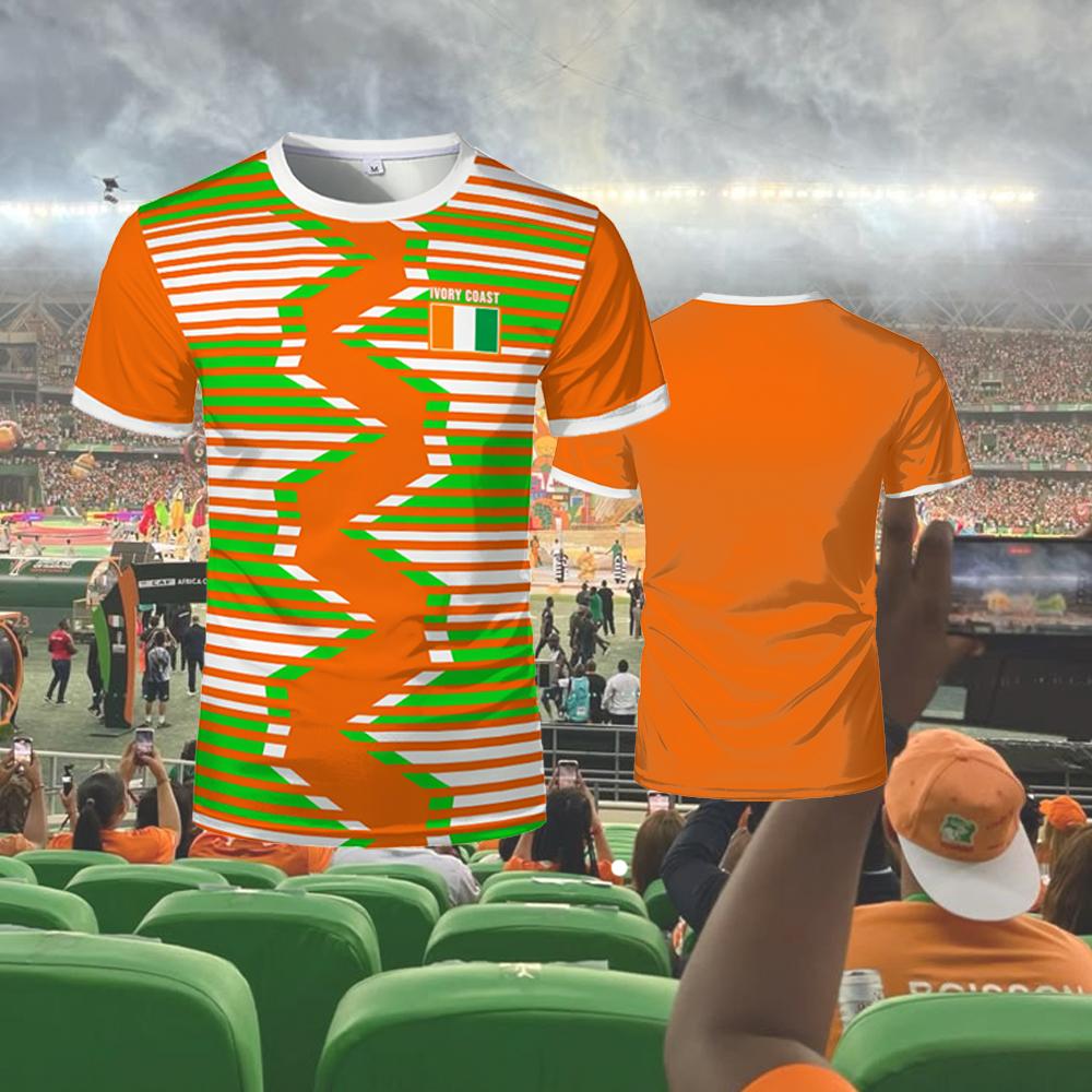 Baibao QIQI 2025 Nieuw Ivoorkust Thema T-shirt Outdoor Sport Ademend Sneldrogend Jersey Unisex Afrika Cup of Nations Fan Jersey S