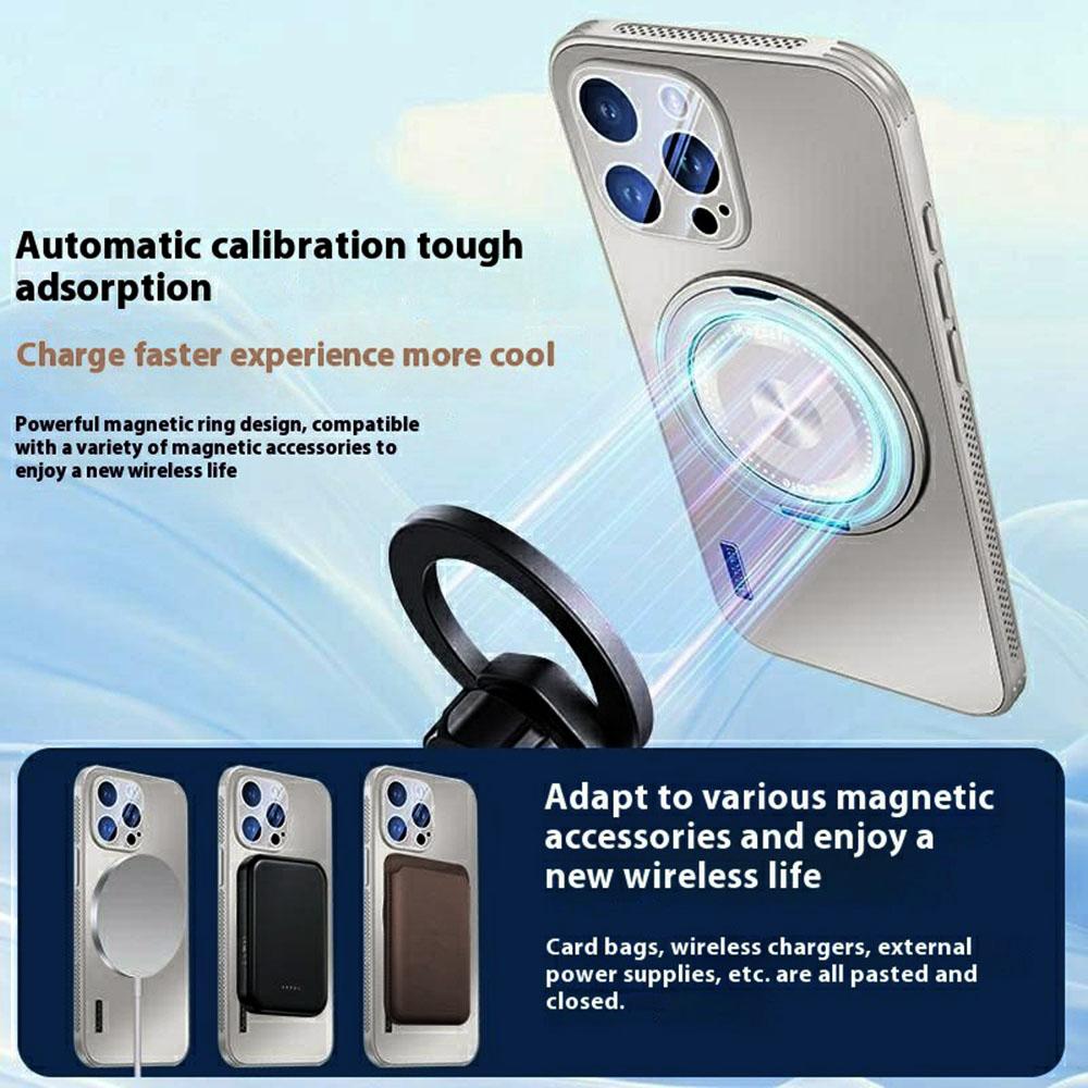 For iPhone 15 Pro Case Compatible with MagSafe Kickstand TPU+PC Heat Dissipation Phone Cover