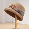 Autumn and Winter New Temperament Fashionable Curled Brim Women's Bucket Hat Shows the Face Small High-end Sense Versatile Windproof Warm Basin Hat