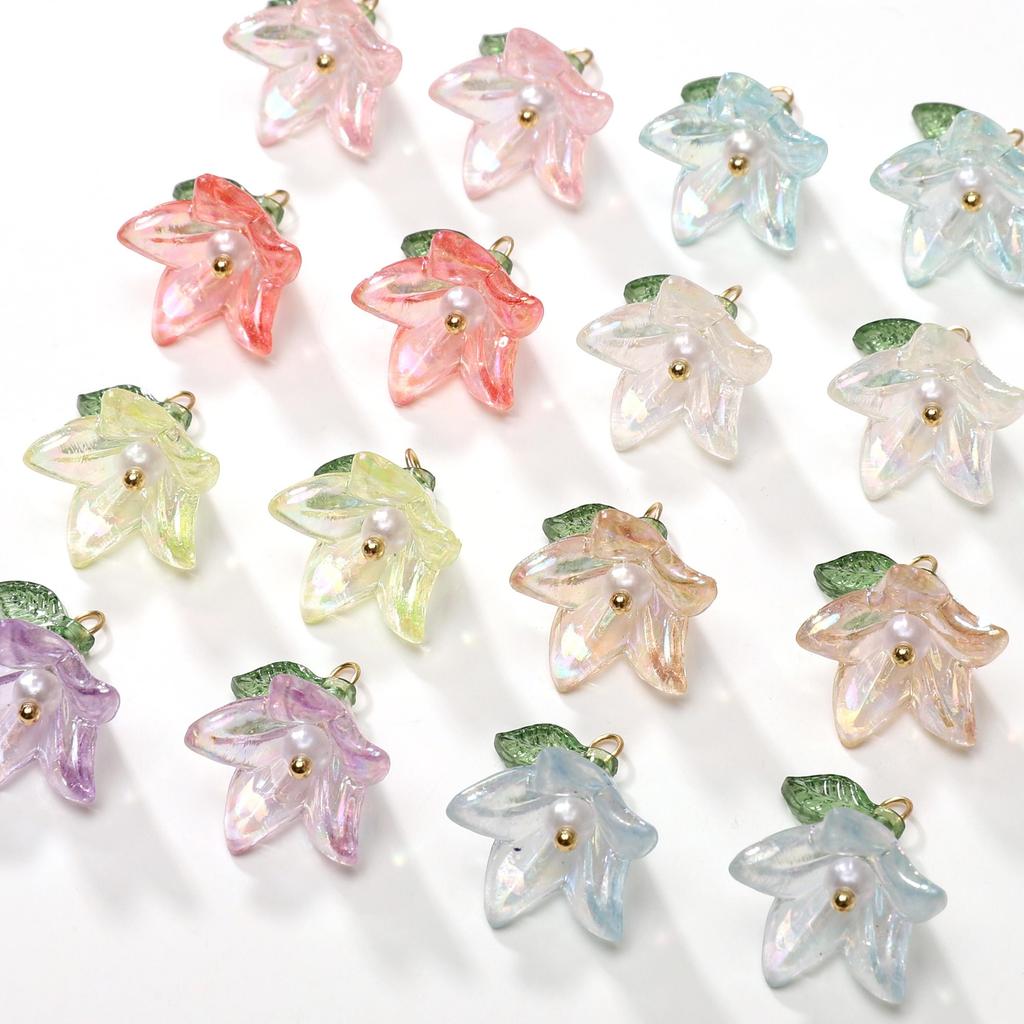 2/10 Piezas Colgante de Lirio Perla Cuentas Acrílicas Para DIY Collar Pulsera Pendientes Fabricación de Joyas Accesorios para Manualidades