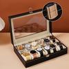 Watch Box Watch Organizer With Lock Removable Pillows Synthetic Leather Storage Case For Men Travel Gifts