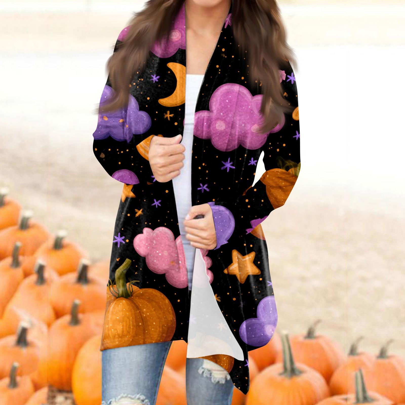 

Жіночий модний повсякденний кардиган середньої довжини на Хеллоуїн із нерівним подолом L чорний