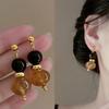 Maillard coffee color geometric earrings 2025 light luxury high-end temperament stud earrings niche retro style earrings