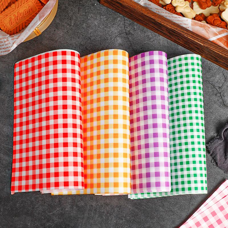 7 Colors Wax Paper Sheets For BBQ Picnic Festival Party Fast Food 100Pcs Greaseproof Paper Liners Sandwich Wrapping Paper