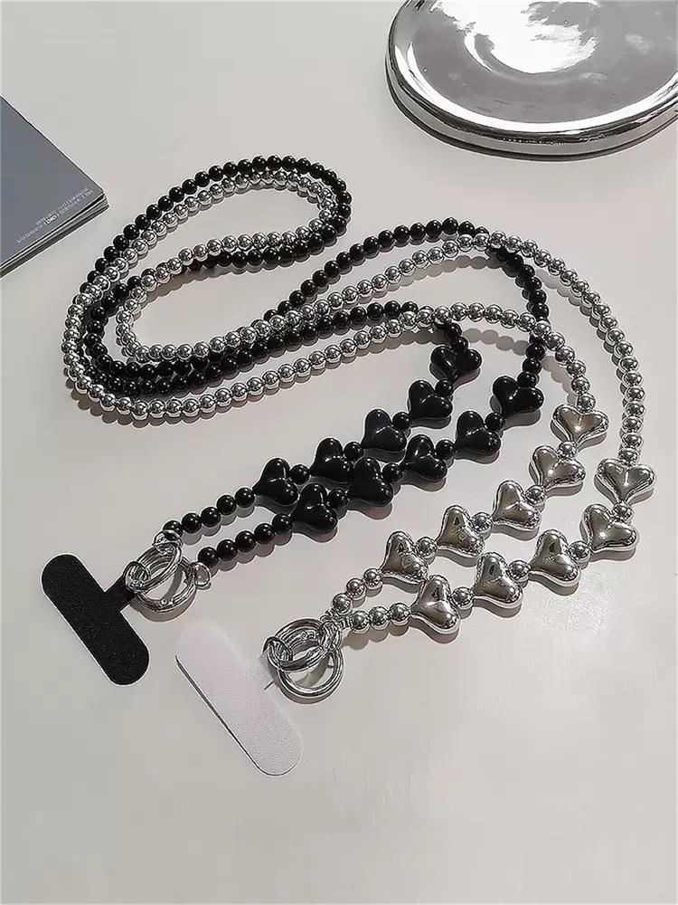 Korea Retro Love Heart Long Mobile Phone Anti-lost Lanyard Halter Chain Outdoor Hanging Chain Phone Case Chain Diagonal Lanyard