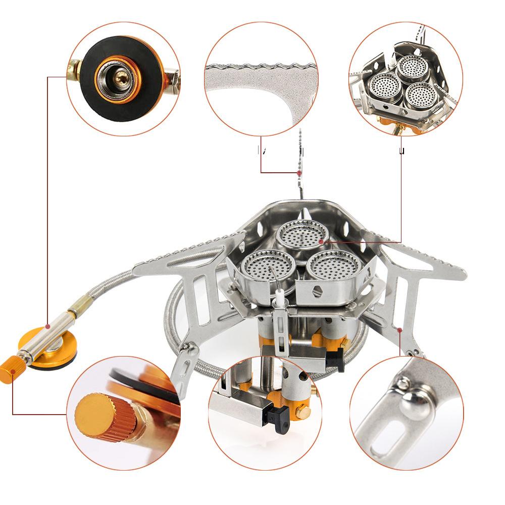 Widesea Camping Tourist Burner Big Power Gas Stove Cookware Portable Furnace Picnic Barbecue Tourism Supplies Outdoor Recreation