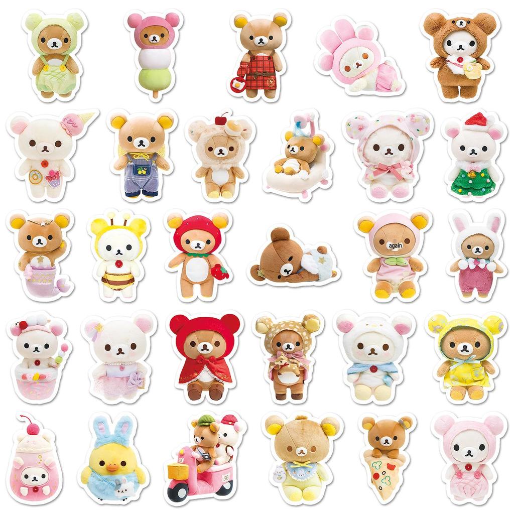 54 Adorable Rilakkuma Stickers: Waterproof Cartoon Relax Bear for Phone Cases & Thermos Cups