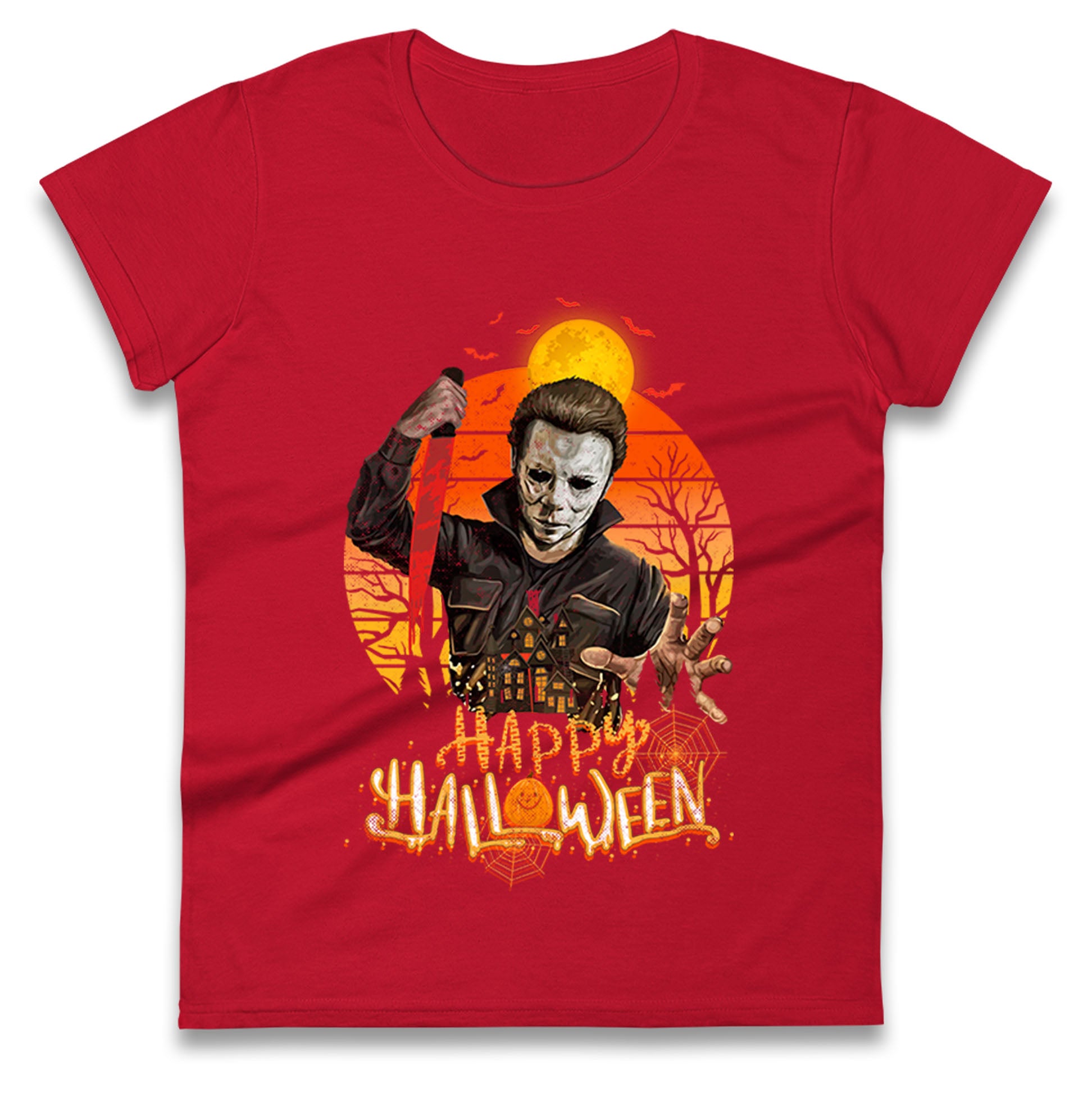 Michael Myers Happy Halloween Womens T Shirt Mens Tops Tees Unisex 2XL