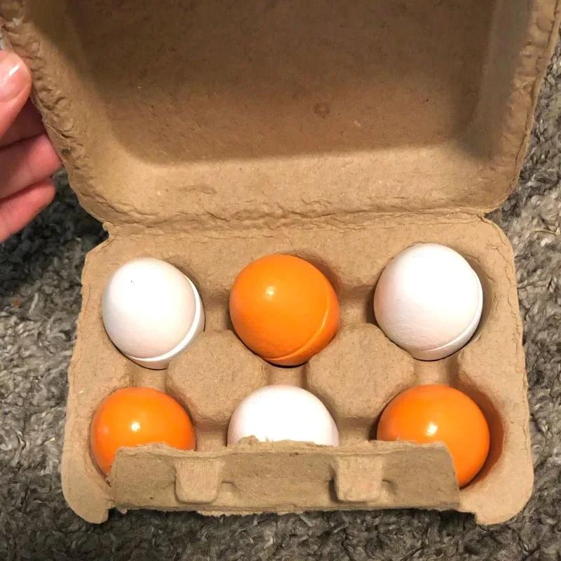 Toys DIY Toys 3/6pcs Wooden Artificial Egg Set Easter Toy Wooden House Game Kitchen Egg Early Education Food for Kids Children