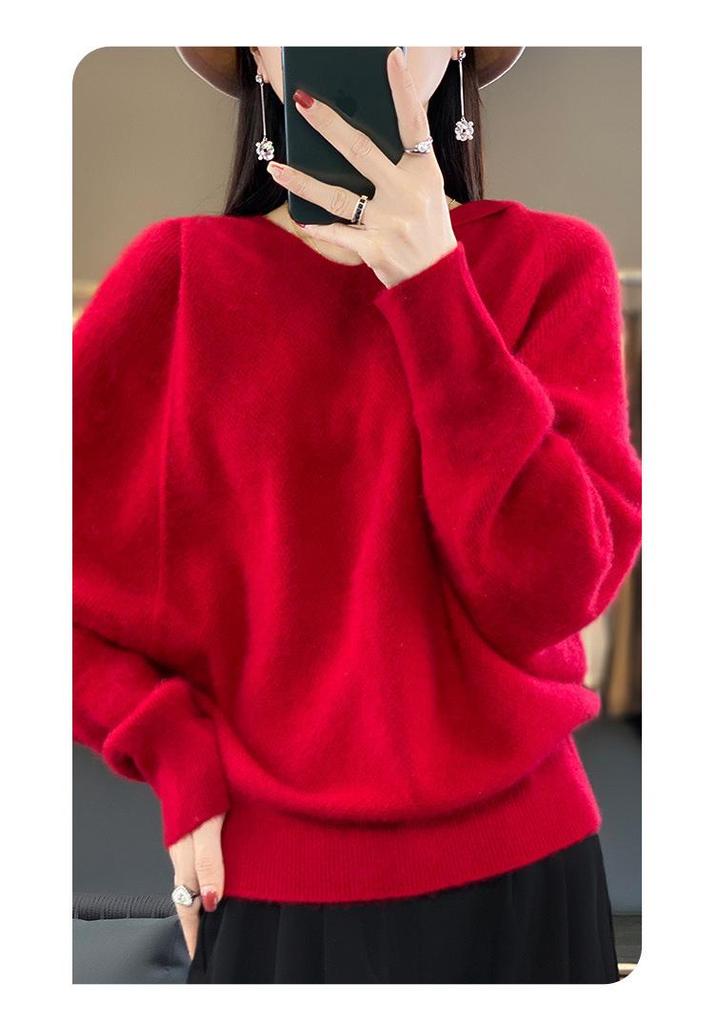 Women's Soft V-neck Sweater - 2026 Autumn/Winter Loose Knit Long Sleeve Pullover Top