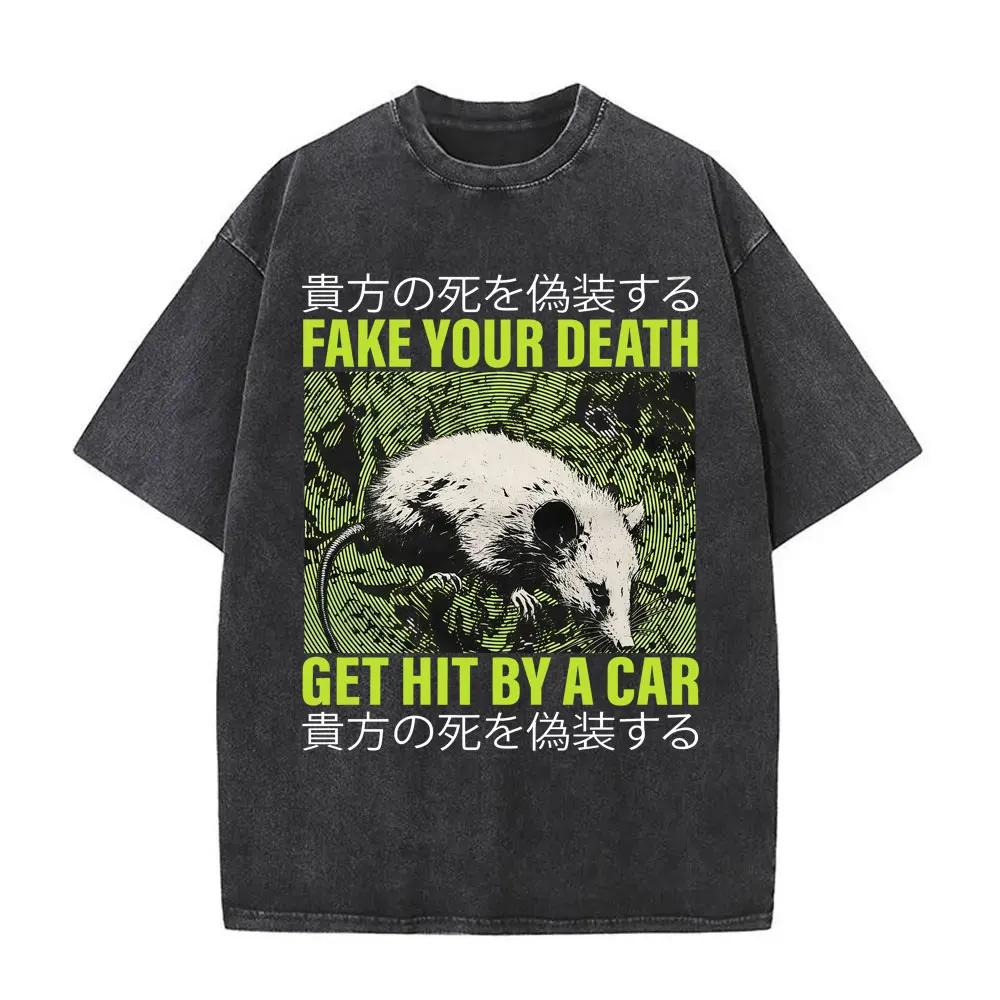 Talloze Gruwelen Wachten Maar Ik Blijf Trouw Aan De Kaas T-shirt Grappig Japanse Stijl Muis Rat Retro Gewassen T-shirt Unisex