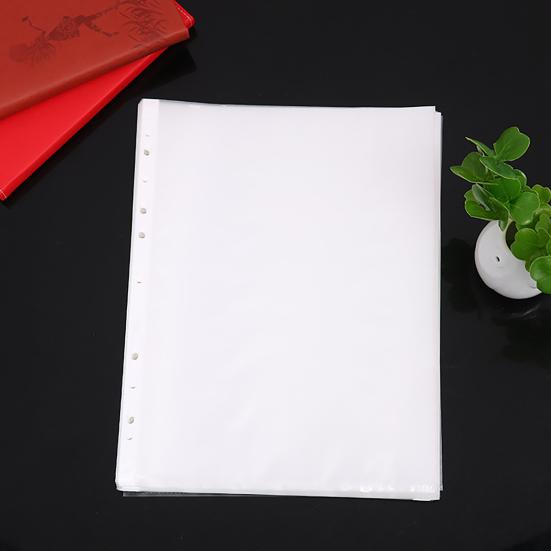 100 Pcs A4 Clear Document Folder Transparent Waterproof Case Document Paper Organizer 11-Hole File Folder for A4 Size Paper School Office Supplies