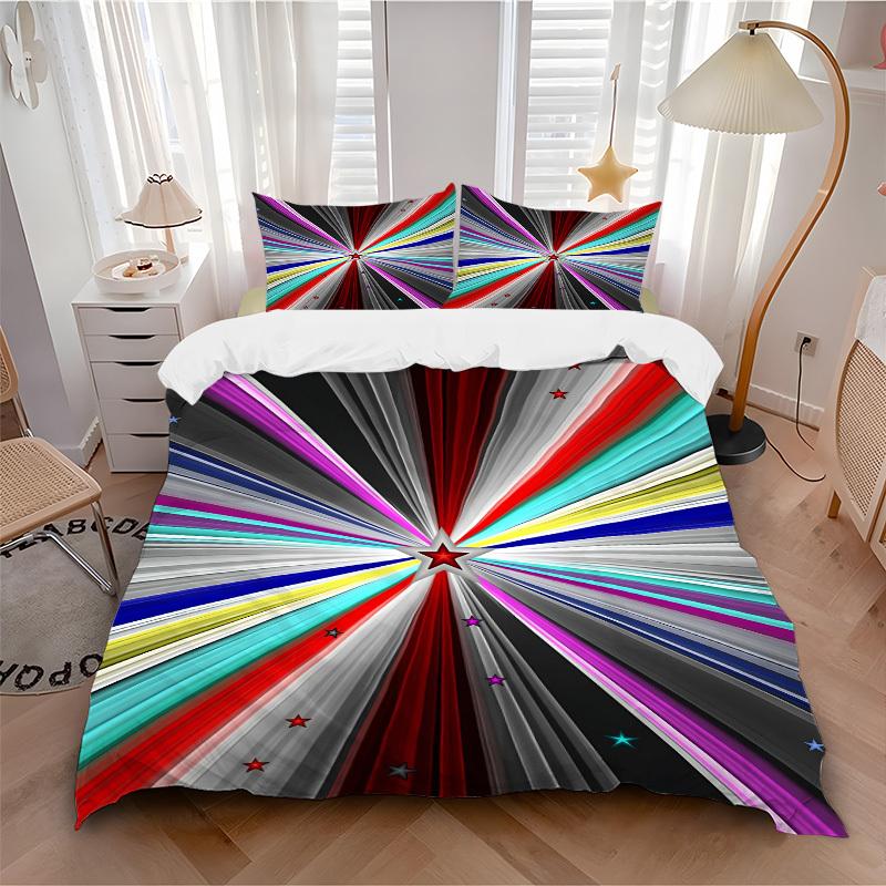 

3pc Starburst Spectrum Cover Set - 1 Quilt Cover + 2 Pillowcases, All Seasons Bedroom Setting, Perfect for Home029 135x200cm