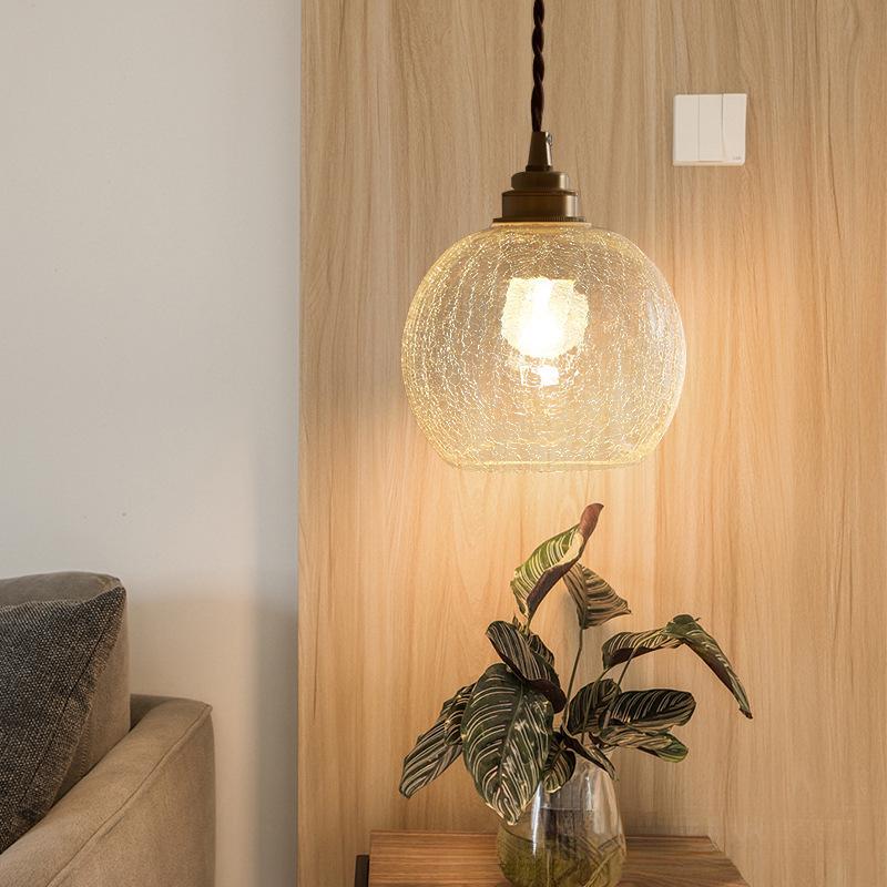 Nordic Minimalist Brass and Glass Pendant Light for Bedroom, Bedside, and Restaurant Ambience