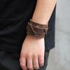Men's Genuine Leather Wide Braided Punk Bracelet