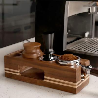 Kaffetamperhållare 51mm/58mm Trä Kaffetamperställ Espresso Tampermatta Stödbasställ Kaffetillbehör Baristverktyg
