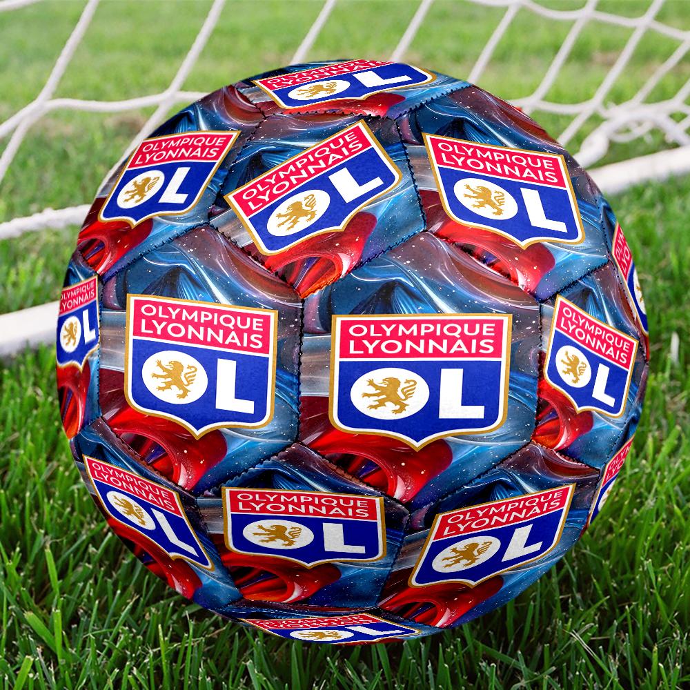 Olympique Football Crest Size 5 Soccer Balls, Anti-Slip, Protective Football, Outdoor Sport, a Unique Gift Suitable for Him/her, Birthdays