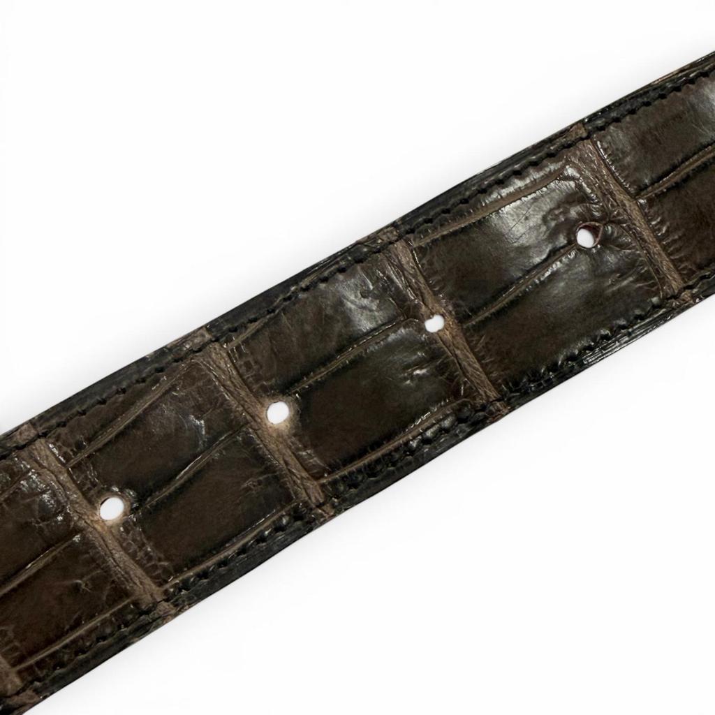 Very Good HERMES belt Polosus Dark brown Crocodile mens Used