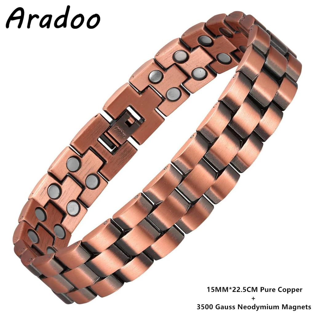 Reines Kupferarmband für Herren Magnetische Vintage-Armbänder Armband Verstellbarer Schmuck Geschenk mit Größenwerkzeug