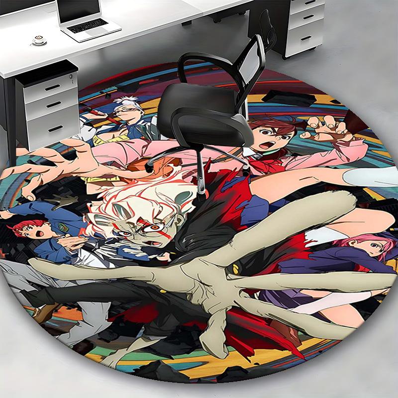1pc Anime Demon Slayer Design Round Carpet - Office Chair Mat, Non-Slip Rug for Home Decor, Living Room