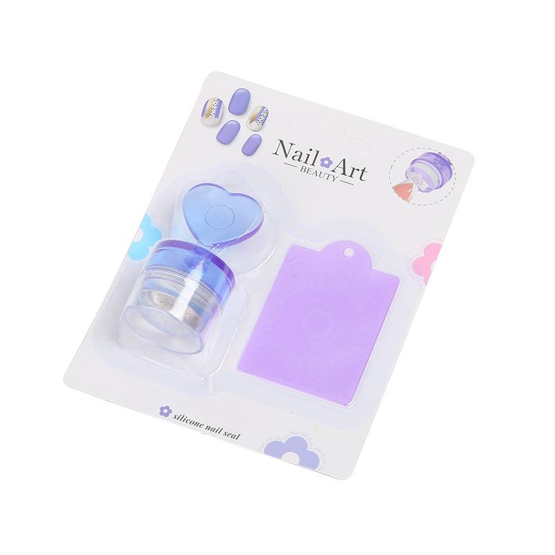 Heart-shaped Nail Stamper With Scraper Jelly Silicone Head Stamp for French Nails Printing Nail Art Stamping Plate Manicure