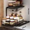 Under Sink Cabinet Shelf Multifunctional Slide Out Double Layer Spice Drawer Storage Sink Shelf for Bathroom Kitchen